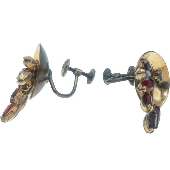 Vendome Vintage 12K Gold Filled Brooch & Earrings Set – Red Rhinestones - Picture 11 of 16